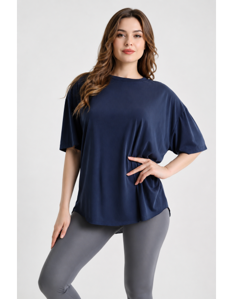 Kadın Lacivert Oversize Basic Tişört - Dökümlü Salaş Kesim Bisiklet Yaka T-Shirt (TENSEL KUMAŞ) (STANDART BEDEN) Kadın Lacivert Oversize Basic Tişört - Dökümlü Salaş Kesim Bisiklet Yaka T-Shirt (TENSEL KUMAŞ) (STANDART BEDEN)