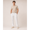 Relaxed Fit Bağcıklı Keten Pantolon - Beyaz