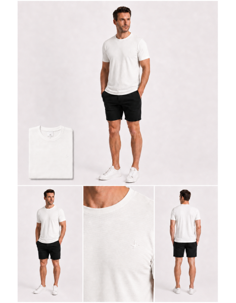 CLUB Erkek Off-White / Kırık Beyaz Nakış Logolu Bisiklet Yaka T-Shirt CLUB Erkek Off-White / Kırık Beyaz Nakış Logolu Bisiklet Yaka T-Shirt