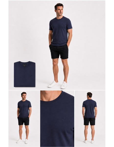 CLUB Erkek Lacivert Nakış Logolu Bisiklet Yaka T-Shirt CLUB Erkek Lacivert Nakış Logolu Bisiklet Yaka T-Shirt