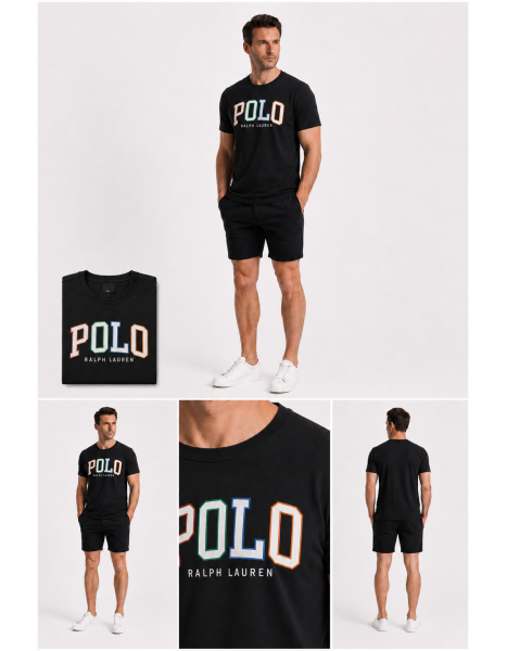 Erkek Siyah Renkli POLO BEAR desenli T-shirt Erkek Siyah Renkli POLO BEAR desenli T-shirt