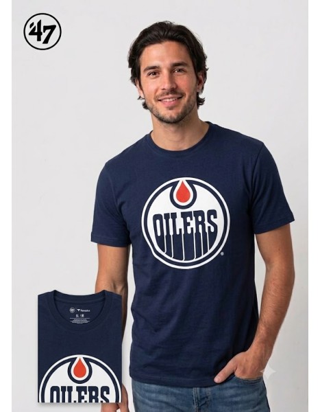 Erkek Lacivert Oilers Baskılı Bisiklet Yaka Spor Tişört - '47 Style Erkek Lacivert Oilers Baskılı Bisiklet Yaka Spor Tişört - '47 Style