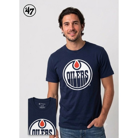 Erkek Lacivert Oilers Baskılı Bisiklet Yaka Spor Tişört - '47 Style Erkek Lacivert Oilers Baskılı Bisiklet Yaka Spor Tişört - '47 Style