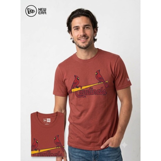 Kiremit Kırmızı Cardinals Logolu Kısa Kollu Erkek T-Shirt - New Era Style