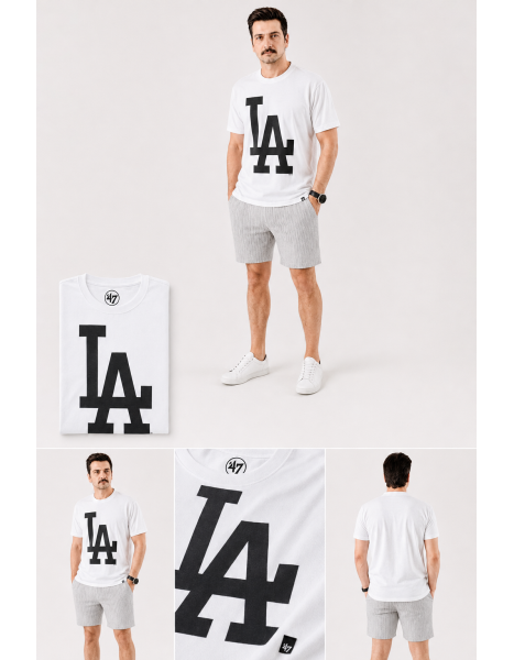 '47 Brand Los Angeles Dodgers Baskılı Beyaz Erkek T-Shirt '47 Brand Los Angeles Dodgers Baskılı Beyaz Erkek T-Shirt