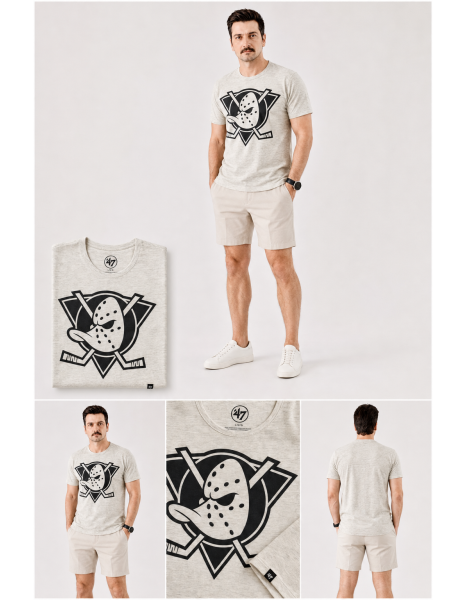 '47 Brand Mighty Ducks Baskılı Gri Melanj Erkek T-Shirt '47 Brand Mighty Ducks Baskılı Gri Melanj Erkek T-Shirt