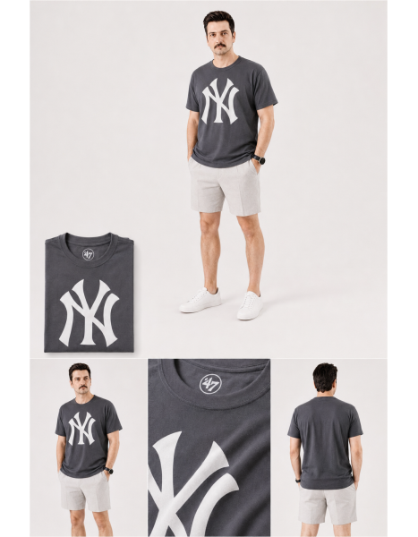 '47 Brand New York Yankees Baskılı Antrasit / Füme Erkek T-Shirt '47 Brand New York Yankees Baskılı Antrasit / Füme Erkek T-Shirt