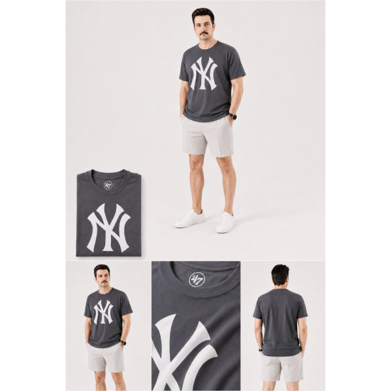 '47 Brand New York Yankees Baskılı Antrasit / Füme Erkek T-Shirt