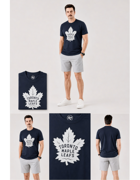 '47 Brand Toronto Maple Leafs Baskılı Lacivert Erkek T-Shirt '47 Brand Toronto Maple Leafs Baskılı Lacivert Erkek T-Shirt