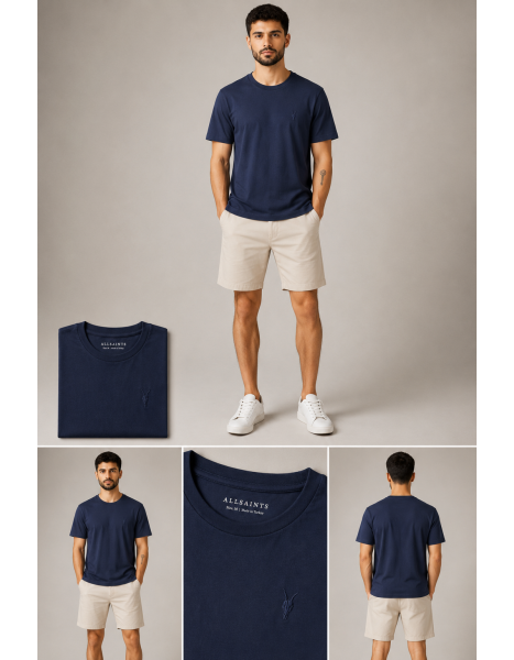 AllSaints Men's Tonic Minimal Logo Bisiklet Yaka Erkek Tişört – Lacivert (GENİŞ KESİM) AllSaints Men's Tonic Minimal Logo Bisiklet Yaka Erkek Tişört – Lacivert (GENİŞ KESİM)