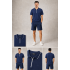 BOSS Beyaz Çizgili Fermuar Yaka Lacivert Polo Yaka T-Shirt