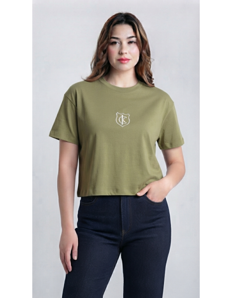 Calvin Klein (CK) Arma Detaylı Crop Tişört - Haki Calvin Klein (CK) Arma Detaylı Crop Tişört - Haki