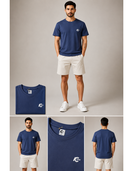 Cisne Men's Minimal Logo Bisiklet Yaka Erkek Tişört – İndigo / Koyu Mavi Cisne Men's Minimal Logo Bisiklet Yaka Erkek Tişört – İndigo / Koyu Mavi