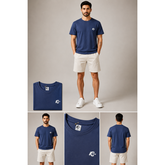 Cisne Men's Minimal Logo Bisiklet Yaka Erkek Tişört – İndigo / Koyu Mavi Cisne Men's Minimal Logo Bisiklet Yaka Erkek Tişört – İndigo / Koyu Mavi
