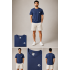Cisne Men's Minimal Logo Bisiklet Yaka Erkek Tişört – İndigo / Koyu Mavi