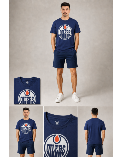 Edmonton Oilers Logolu Lacivert T-Shirt Edmonton Oilers Logolu Lacivert T-Shirt
