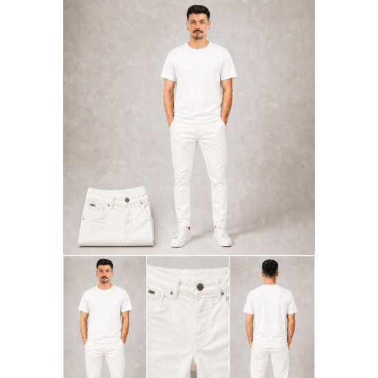 Erkek Beyaz Slim Fit Jean Pantolon Erkek Beyaz Slim Fit Jean Pantolon