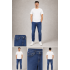 Erkek Koyu Indigo Mavi Fransız Bayrak Şerit Detaylı Slim Fit Jean