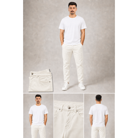 Erkek Krem / Ekru Slim Fit Denim Pantolon (NETWRK) Erkek Krem / Ekru Slim Fit Denim Pantolon (NETWRK)
