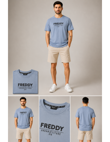 Freddy Men's Urban Attitude Bisiklet Yaka Erkek Tişört – İndigo Mavi Freddy Men's Urban Attitude Bisiklet Yaka Erkek Tişört – İndigo Mavi