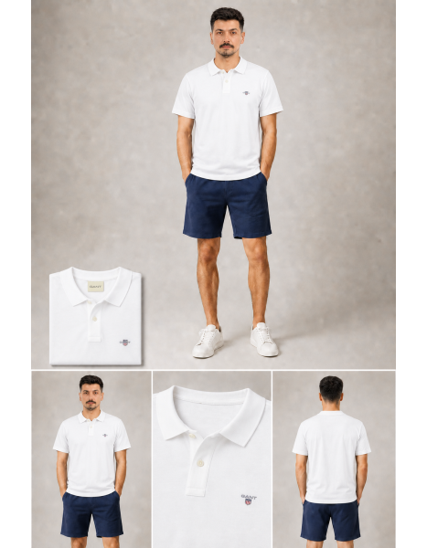 Gant Klasik Logolu Beyaz Polo Yaka T-Shirt Gant Klasik Logolu Beyaz Polo Yaka T-Shirt