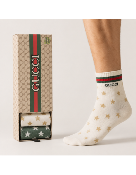 Gucci Star & Web Motifli Kadın 6'lı Çorap Seti – Yüksek Moda ve Kusursuz İhtişam Gucci Star & Web Motifli Kadın 6'lı Çorap Seti – Yüksek Moda ve Kusursuz İhtişam