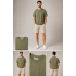 Look Men's Basic Solid Oversize Bisiklet Yaka Erkek Tişört – Haki