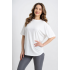 Kadın Beyaz Oversize Basic Tişört - Salaş Kesim Bisiklet Yaka T-Shirt (TENSEL KUMAŞ) (STANDART BEDEN)