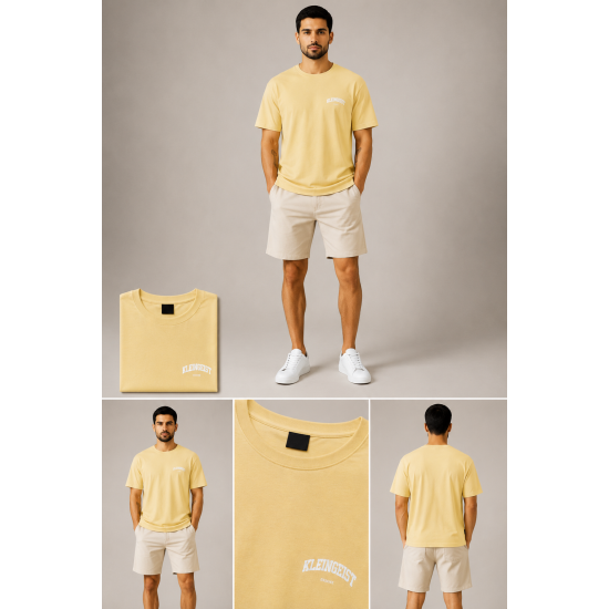 Kleingeist Unisex Pastel Sarı Essenz Baskılı Oversize Tişört