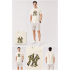 Leopar Desenli NY Baskılı Ekru Erkek T-Shirt