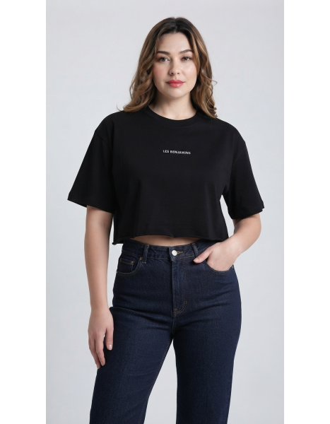 Les Benjamins Logolu Crop Tişört - Siyah Les Benjamins Logolu Crop Tişört - Siyah