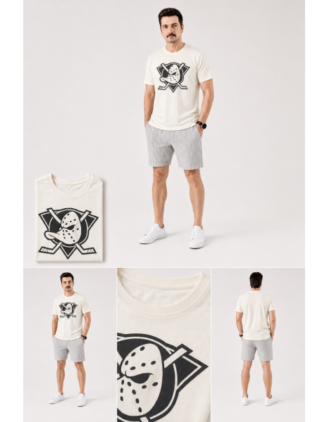 Mighty Ducks Baskılı Ekru Erkek T-Shirt Mighty Ducks Baskılı Ekru Erkek T-Shirt