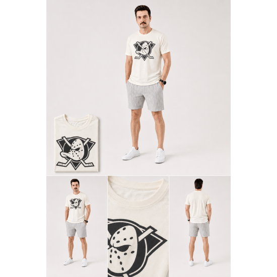 Mighty Ducks Baskılı Ekru Erkek T-Shirt Mighty Ducks Baskılı Ekru Erkek T-Shirt