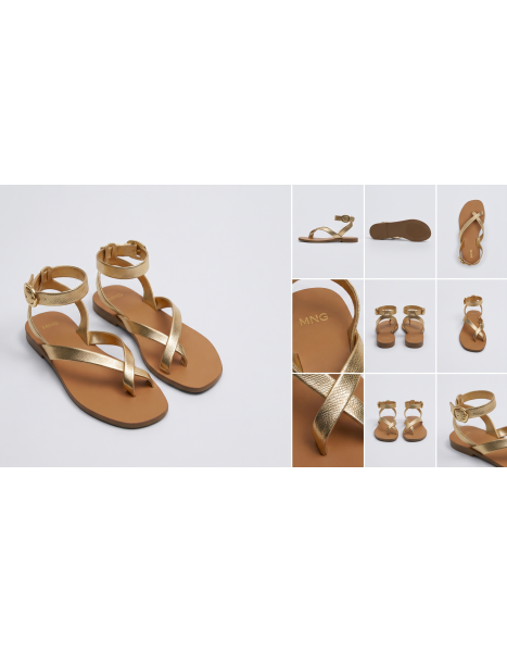 MNG Gold Çapraz Bantlı Deri Sandalet MNG Gold Çapraz Bantlı Deri Sandalet