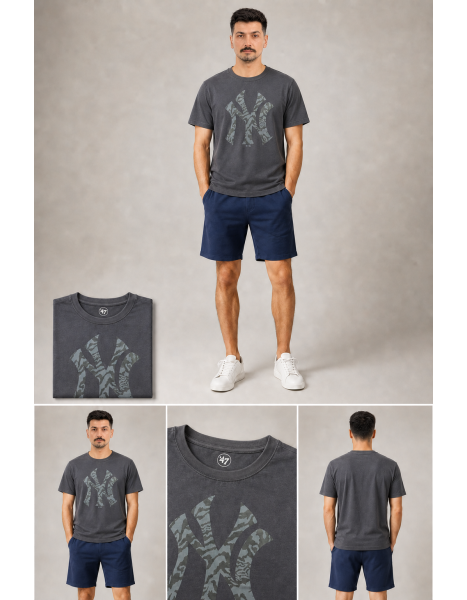 New York Yankees Kamuflaj Logo Detaylı Antrasit T-Shirt New York Yankees Kamuflaj Logo Detaylı Antrasit T-Shirt