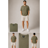 Nova Stil Men's Minimalist Stripe Bisiklet Yaka Erkek Tişört – Haki