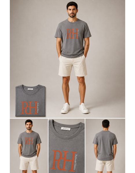 Pedro del Hierro Men's Monogram Logo Bisiklet Yaka Erkek Tişört – Vizon Gri Pedro del Hierro Men's Monogram Logo Bisiklet Yaka Erkek Tişört – Vizon Gri