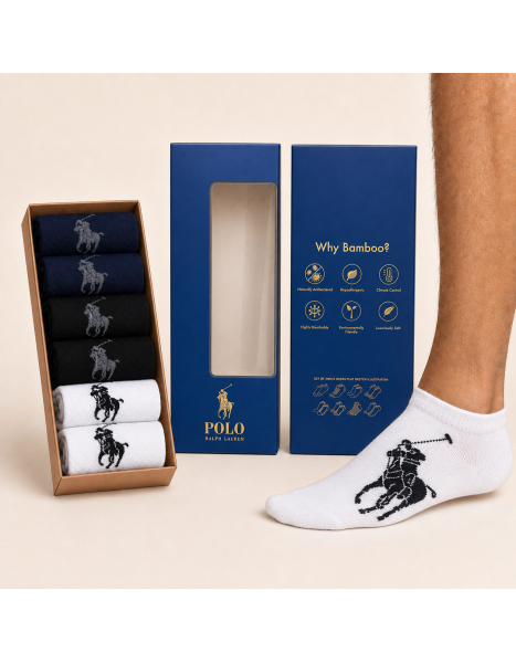 Polo Ralph Lauren 6'lı Kutulu Özel Bambu Erkek Patik Çorap Seti Polo Ralph Lauren 6'lı Kutulu Özel Bambu Erkek Patik Çorap Seti