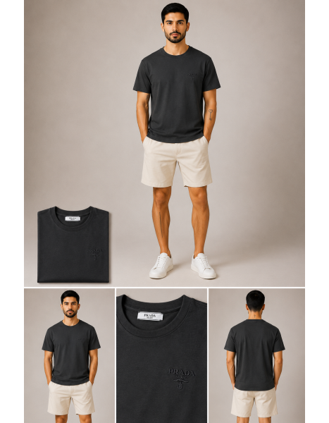 Prada Unisex Füme Ton-Sür-Ton Nakış Logolu Oversize Tişört Prada Unisex Füme Ton-Sür-Ton Nakış Logolu Oversize Tişört