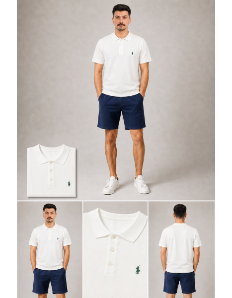 Ralph Lauren Yeşil At Nakışlı Ekru / Beyaz Polo Yaka T-Shirt Ralph Lauren Yeşil At Nakışlı Ekru / Beyaz Polo Yaka T-Shirt