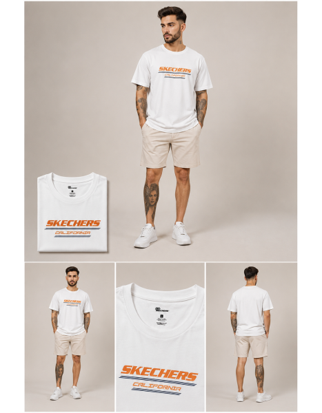 Skechers Men's California Graphic Bisiklet Yaka Erkek Tişört – Beyaz Skechers Men's California Graphic Bisiklet Yaka Erkek Tişört – Beyaz