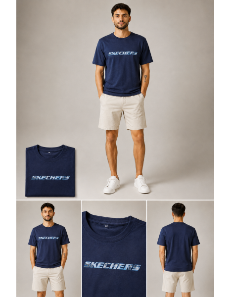 Skechers Men's Patterned Logo Bisiklet Yaka Erkek Tişört – Modern Çizgiler ve Gün Boyu Konfor Skechers Men's Patterned Logo Bisiklet Yaka Erkek Tişört – Modern Çizgiler ve Gün Boyu Konfor