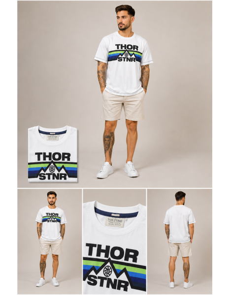 Thor Steinar Men's Mountain Graphic Bisiklet Yaka Erkek Tişört – Beyaz Thor Steinar Men's Mountain Graphic Bisiklet Yaka Erkek Tişört – Beyaz
