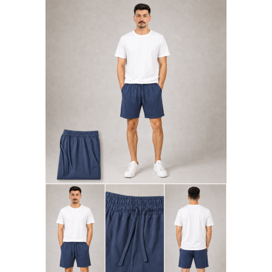 Ultra Yumuşak Tencel Kumaş Beli Bağcıklı Lacivert Erkek Şort Ultra Yumuşak Tencel Kumaş Beli Bağcıklı Lacivert Erkek Şort