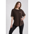 USPA Kontrast Detaylı Oversize T-Shirt - Kahverengi & Bej